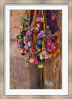 Framed Multi-colored hangings on wall, Tulmas, Purmamarca, Quebrada De Humahuaca, Argentina