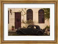 Framed Vintage car parked in front of a house, Calle De Portugal, Colonia Del Sacramento, Uruguay