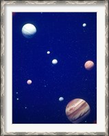 Framed Conceptualized solar system with planets, Jupiter in foreground