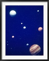 Framed Conceptualized solar system with planets, Jupiter in foreground