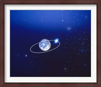 Framed Space, Earth and moon concept