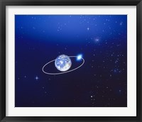 Framed Space, Earth and moon concept