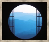 Framed View of Hazy Blue Mountain Ranges