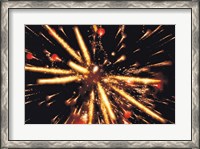 Framed Ignited Fireworks against a Night Sky