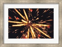 Framed Ignited Fireworks against a Night Sky
