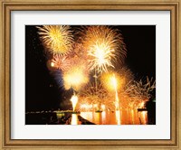 Framed Fireworks display in night