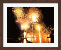 Framed Fireworks display in night