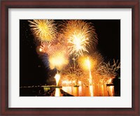 Framed Fireworks display in night