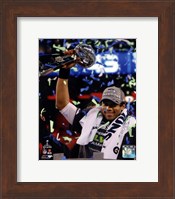 Framed Russell Wilson with the Vince Lombardi Trophy Super Bowl XLVIII