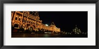 Framed Facade of a building lit up at night, GUM, Red Square, Moscow, Russia