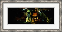 Framed High angle view of buildings lit up at night, Guanajuato, Mexico