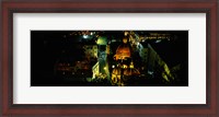 Framed High angle view of buildings lit up at night, Guanajuato, Mexico