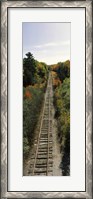 Framed Railroad tracks along Route 1A between Ellsworth and Bangor, Maine, USA
