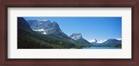 Framed Lake in front of mountains, St. Mary Lake, US Glacier National Park, Montana