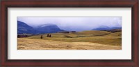 Framed Rolling landscape with mountains in the background, East Glacier Park, Glacier County, Montana, USA