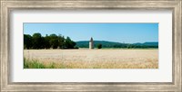 Framed Wheatfield with stone tower, Meyrargues, Bouches-Du-Rhone, Provence-Alpes-Cote d'Azur, France
