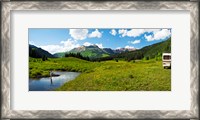 Framed Man camping along Slate River, Crested Butte, Gunnison County, Colorado, USA