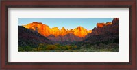 Framed Towers of the Virgin and the West Temple in Zion National Park, Springdale, Utah, USA