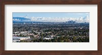 Framed City with mountain range in the background, Mid-Wilshire, Los Angeles, California, USA
