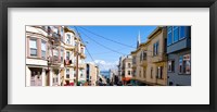Framed Buildings in city with Bay Bridge and Transamerica Pyramid in the background, San Francisco, California, USA