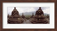 Framed 9th century Buddhist temple Borobudur on Java Island, Indonesia