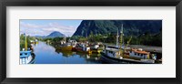 Framed Boats docked at a harbor, Puerto Aisen, AISEN Region, Patagonia, Chile