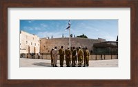 Framed Israeli soldiers being instructed by officer in plaza in front of Western Wall, Jerusalem, Israel
