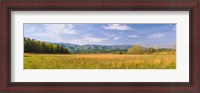 Framed Field with a mountain range in the background, Cades Cove, Great Smoky Mountains National Park, Blount County, Tennessee, USA