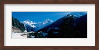 Framed Bridge through Snowcapped mountain range, Valais Canton, Switzerland