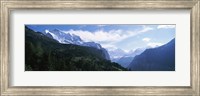 Framed Snow covered mountains, Swiss Alps, Wengen, Bernese Oberland, Berne Canton, Switzerland