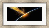 Framed Meteor hitting earth