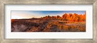 Framed Rock formations on a landscape at sunrise, Door Trail, Badlands National Park, South Dakota, USA