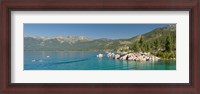 Framed Stand-Up Paddle-Boarders near Sand Harbor at Lake Tahoe, Nevada, USA