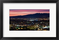 Framed High angle view of a city at dusk, Culver City, West Los Angeles, Santa Monica Mountains, Los Angeles County, California, USA