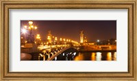 Framed Bridge across the river at night, Pont Alexandre III, Seine River, Paris, Ile-De-France, France