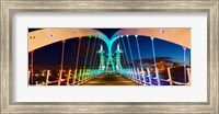 Framed Millennium Bridge at night, Salford Quays, Salford, Greater Manchester, England