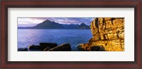 Framed Rock formations at coast, Elgol, Black Cuillin, Isle of Skye, Inner Hebrides, Scotland
