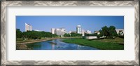 Framed Downtown Wichita viewed from the bank of Arkansas River, Kansas