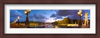 Framed 360 degree view of the Pont Alexandre III bridge at dusk, Seine River, Paris, Ile-de-France, France