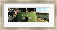 Framed Old train car on display, Red Hook, Brooklyn, Manhattan, New York City, New York State, USA