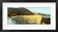 Framed Ancient antique theater at sunset with the Mediterranean sea in the background, Kas, Antalya Province, Turkey