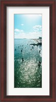 Framed Tourists enjoying on the beach at Coney Island, Brooklyn, New York City, New York State, USA