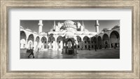 Framed Courtyard of Blue Mosque in Istanbul, Turkey (black and white)