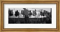 Framed Cowboy with tacks at rodeo, Pecos, Texas