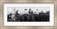 Framed Cowboys on horses at rodeo, Wichita Falls, Texas, USA