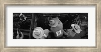 Framed High angle view of cowboys with horses at rodeo, Wichita Falls, Texas, USA