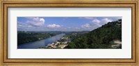 Framed High angle view of a city at the waterfront, Austin, Travis County, Texas, USA