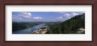 Framed High angle view of a city at the waterfront, Austin, Travis County, Texas, USA