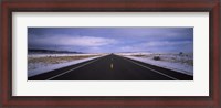 Framed Winter highway passing through a landscape, New Mexico, USA