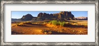 Framed Rock formations in a desert, Jebel Qatar, Wadi Rum, Jordan